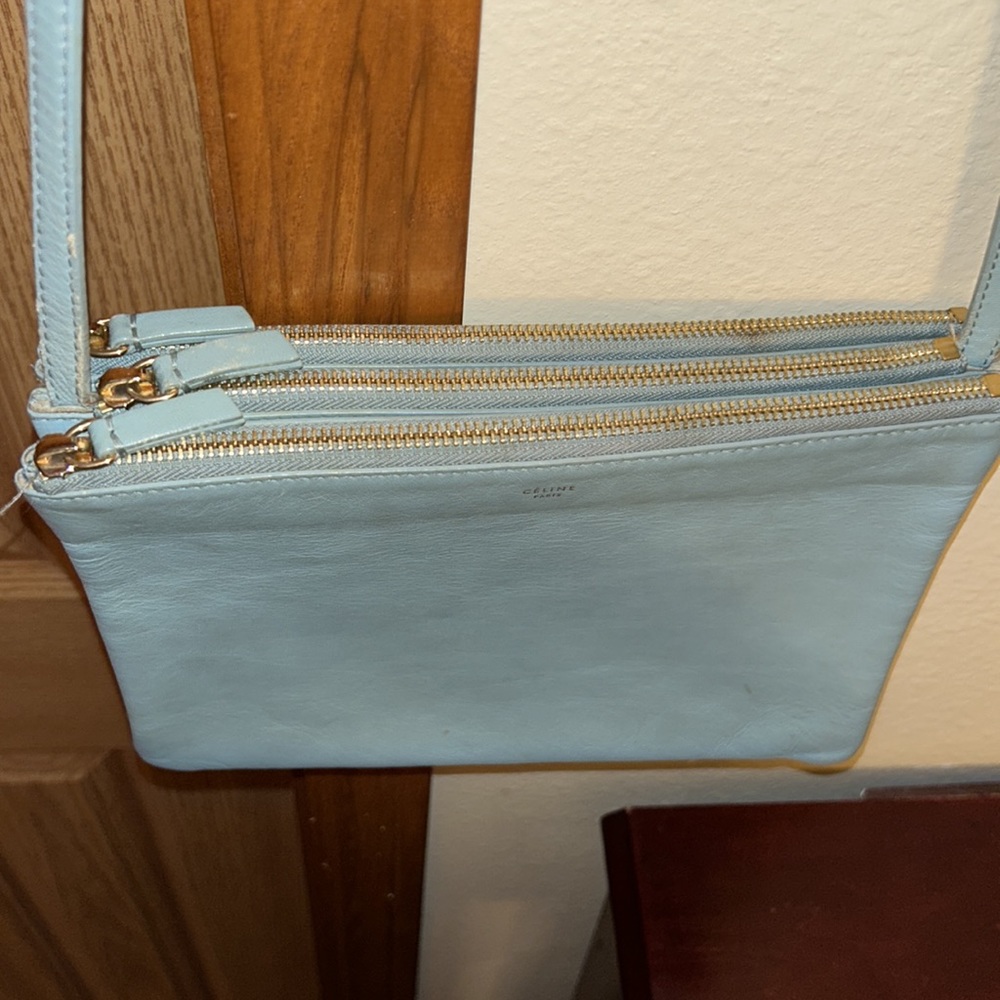 Celine large trio aqua leather Crossbody - Picture 4 of 11